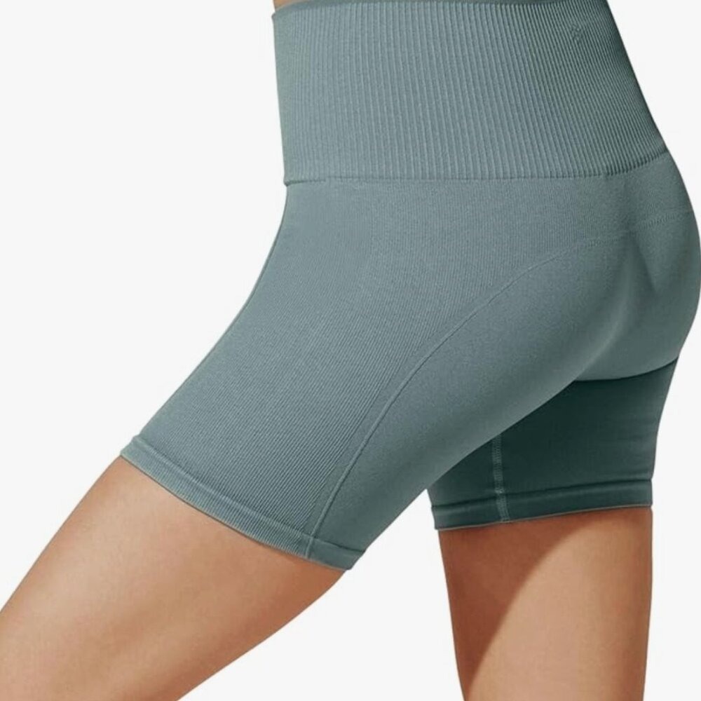 NEW ThirdLove Women's L Ribbed Smoke Blue Bike‎ Shorts